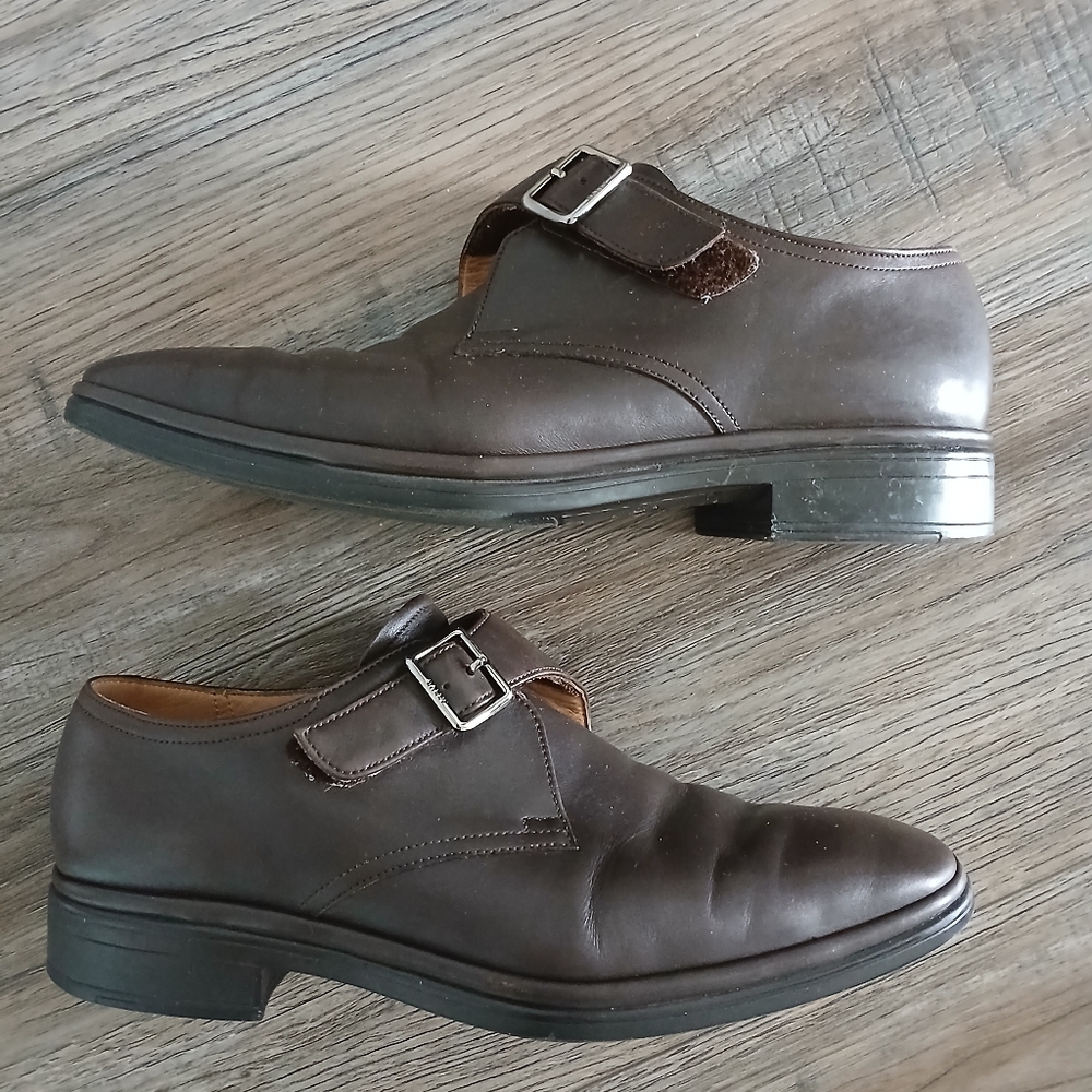 Bally Brown Leather Monk Strap Loafers